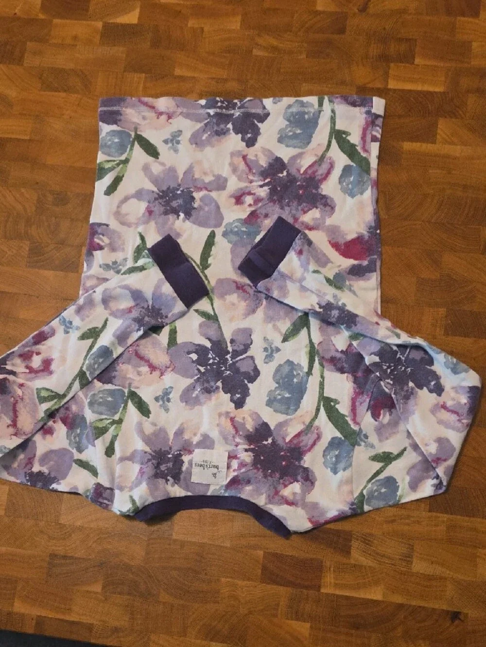 Burt's Bees Girls Long-Sleeve Floral Tee in Purple and White